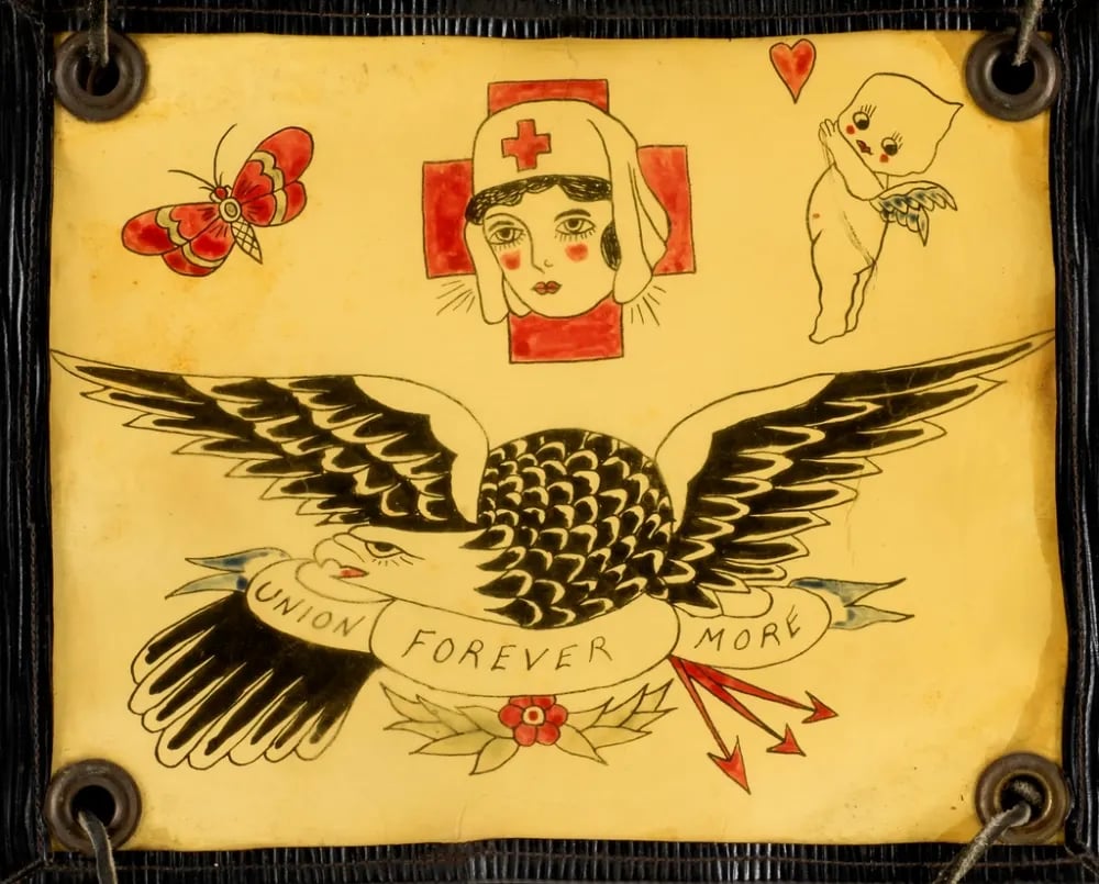 Traditional flash sheet with an eagle and butterfly